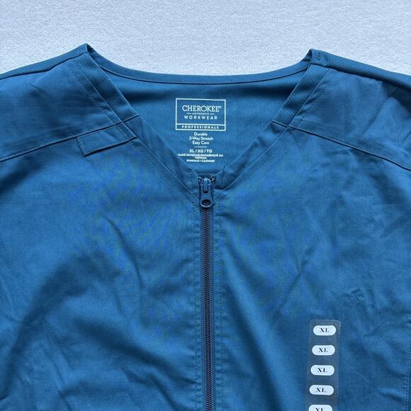 NWT Cherokee Workwear Professionals Womens XL Zip Scrub Jacket CAR Blue WW390 - Picture 5 of 14